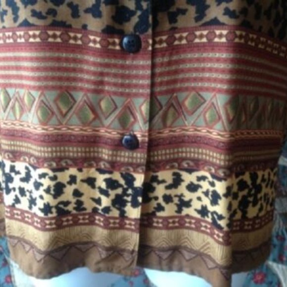 Vintage * CALIFORNIA CRUSH button-down TUNIC slvls rayon SHIRT* ANIMAL PRINT * M - Picture 4 of 5